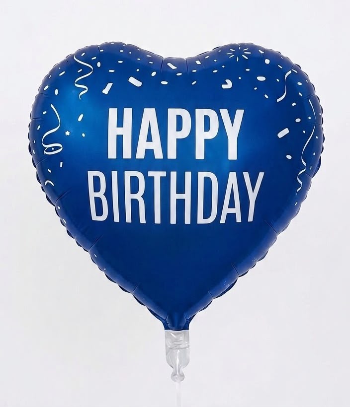 בלון מיילר ענקי 26 אינץ' לב כחול קונפטי Happy Birthday