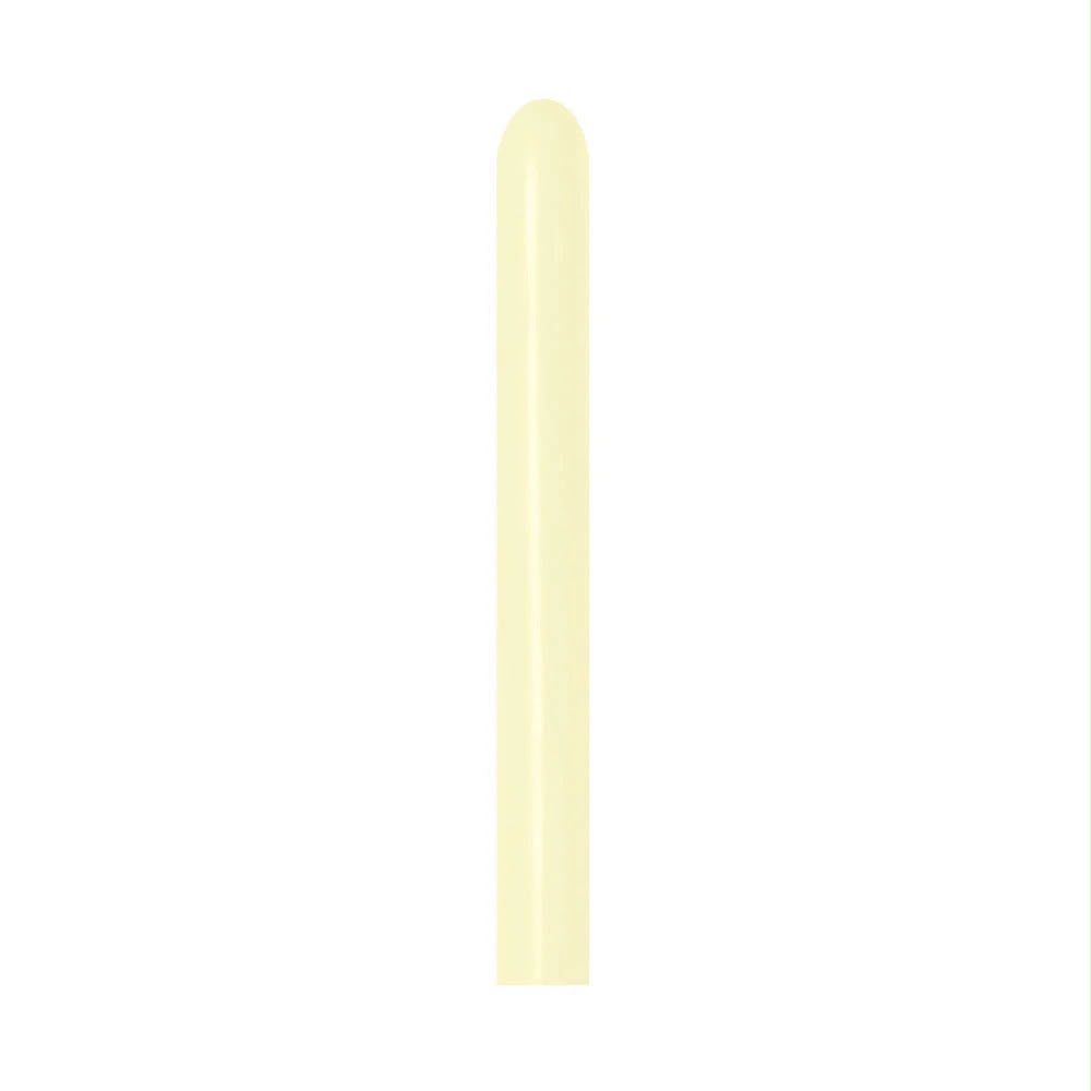 50 יח׳ בלוני גומי נקניק 260׳ צהוב מט S260 Sempertex יח Pastel Matte Yellow 620