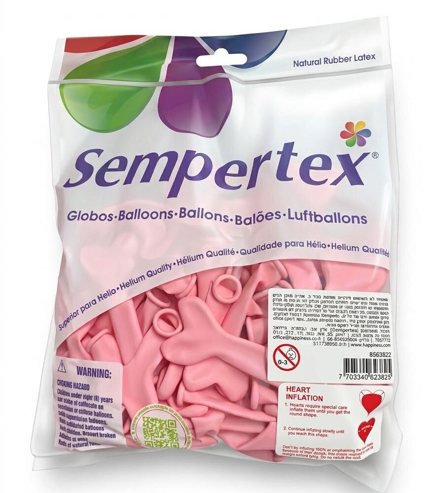 100 יח׳ בלון גומי 5 אינצ בצורת לב ורוד