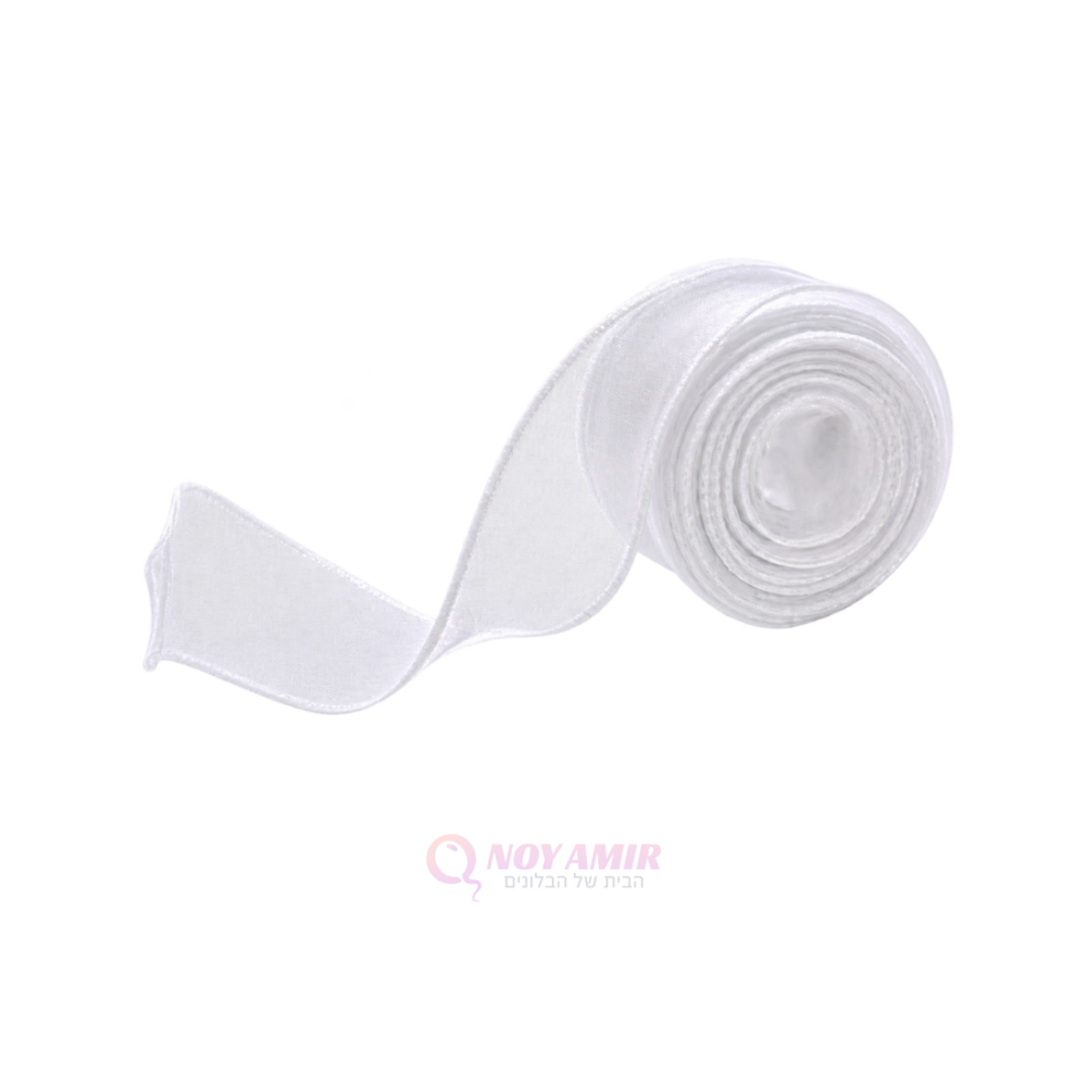 סרט סאטן אורגנזה - לבן עובי 4cm אורך 10 יארד
