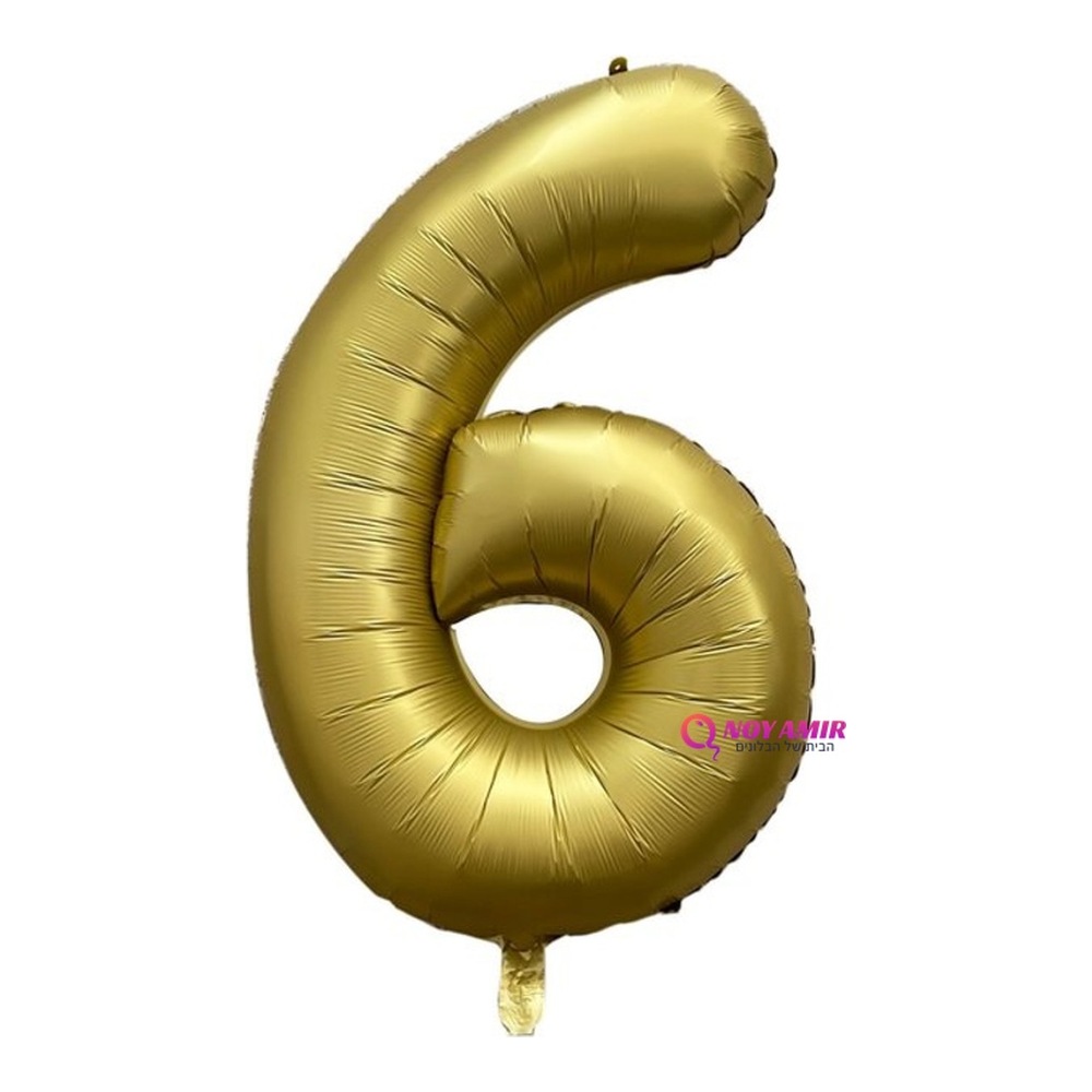 בלון מספר 6 בצבע זהב כרום גודל 34 אינץ