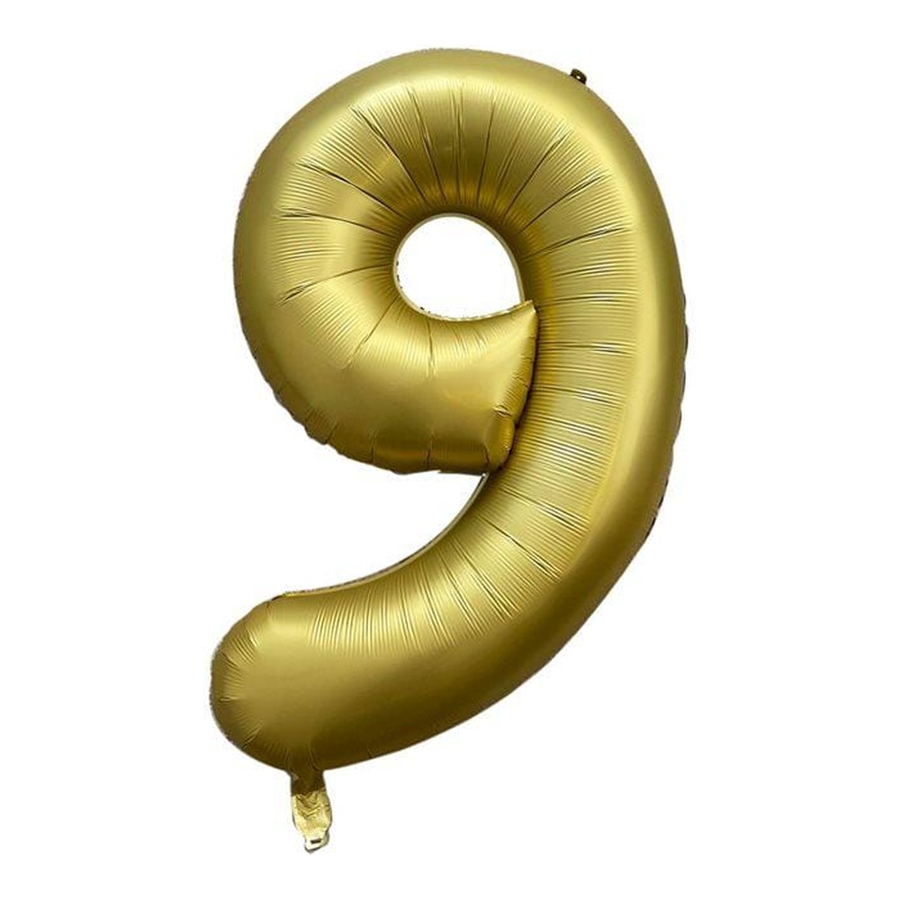 בלון מספר 9 בצבע זהב כרום גודל 34 אינץ