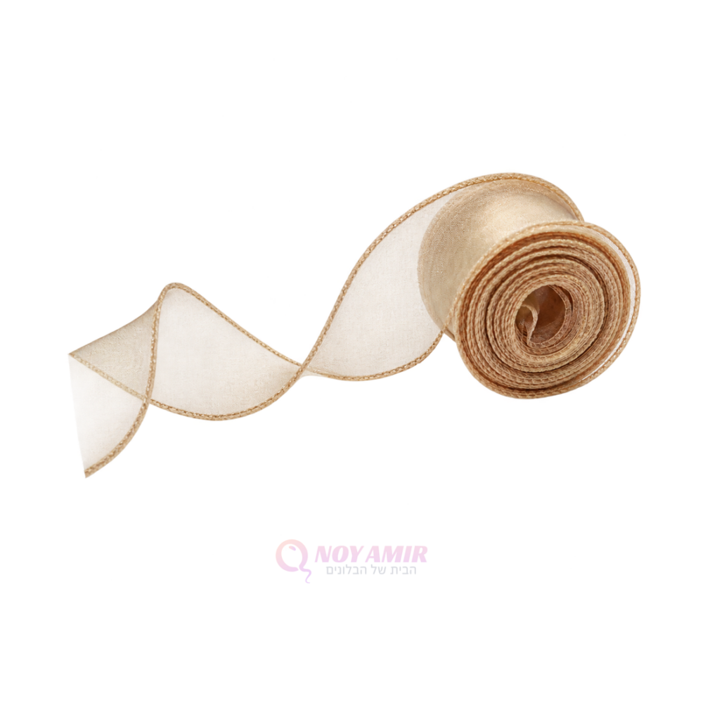 סרט סאטן אורגנזה זהב עובי 4cm אורך 10 יארד