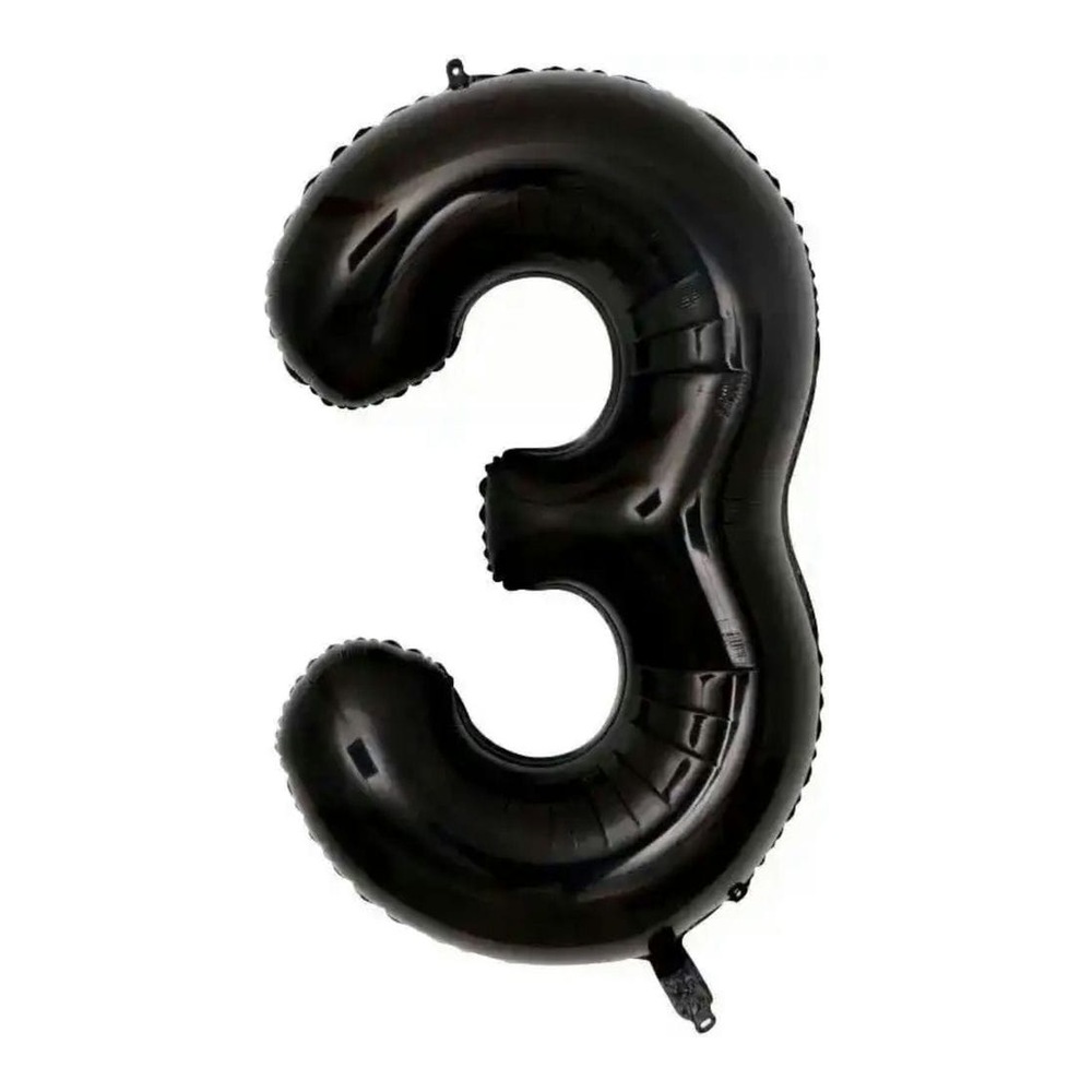 בלון מספר 3 בצבע שחור גודל 34 אינץ