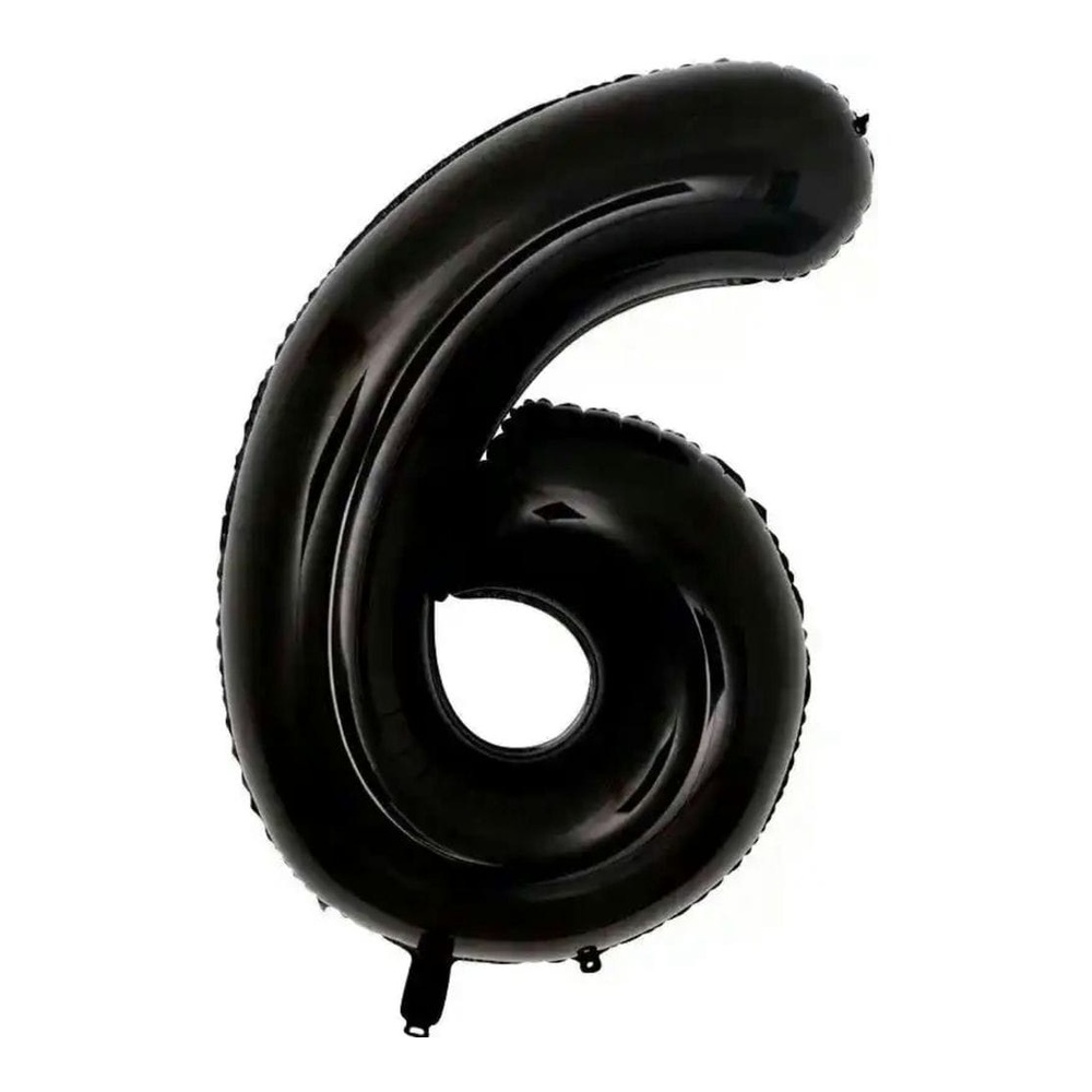 בלון מספר 6 בצבע שחור גודל 34 אינץ