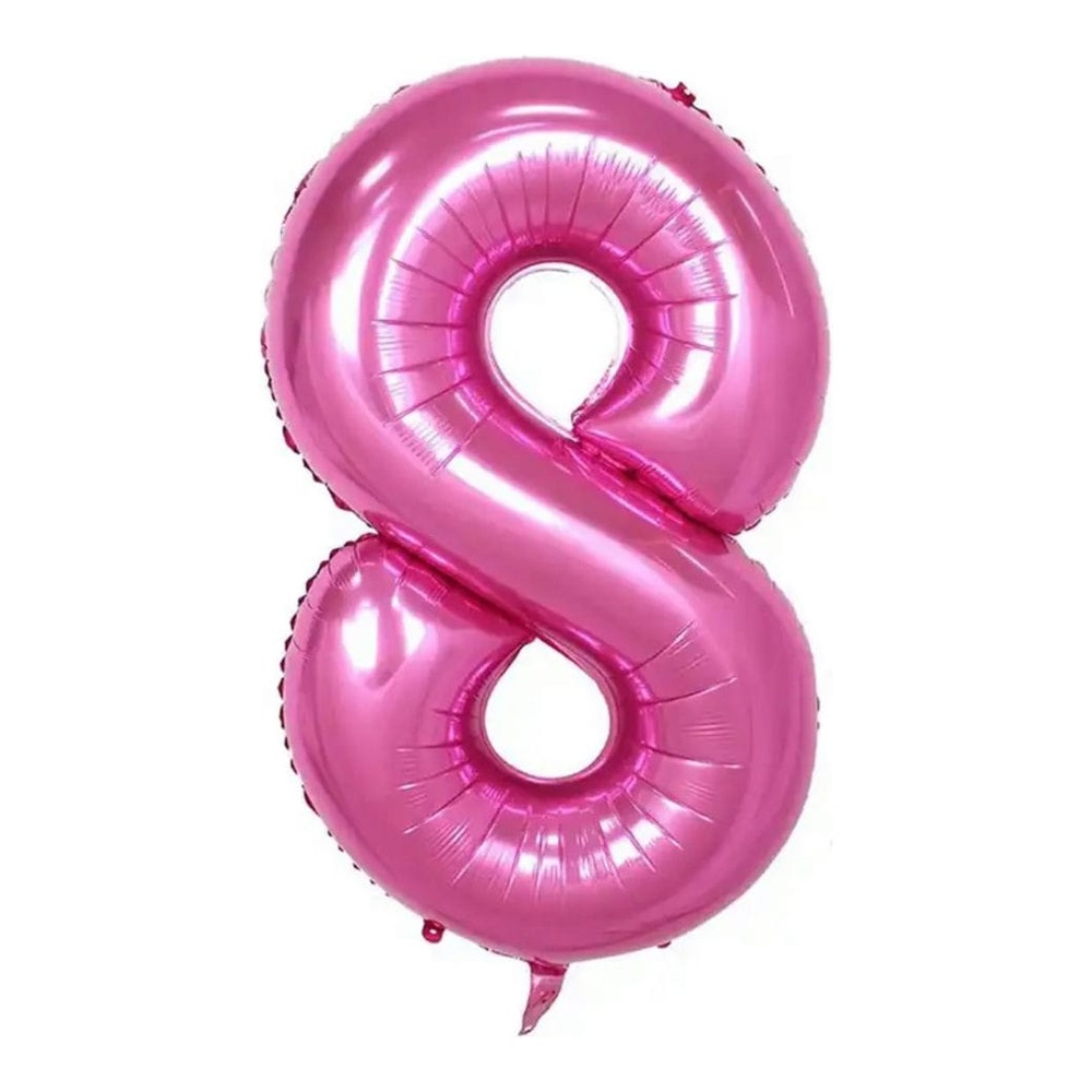 בלון מספר 8 בצבע ורוד מטאלי גודל 34 אינץ