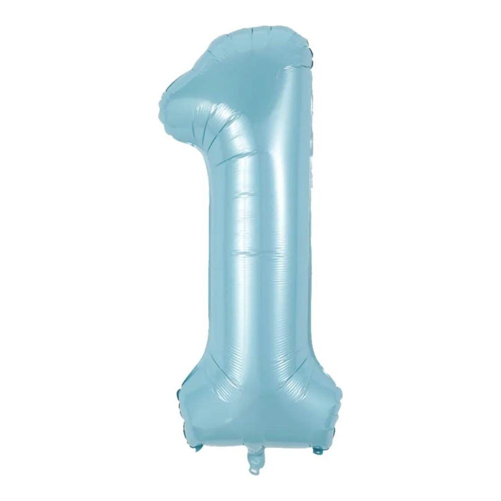 בלון מספר 1 בצבע תכלת פסטל גודל 34 אינץ