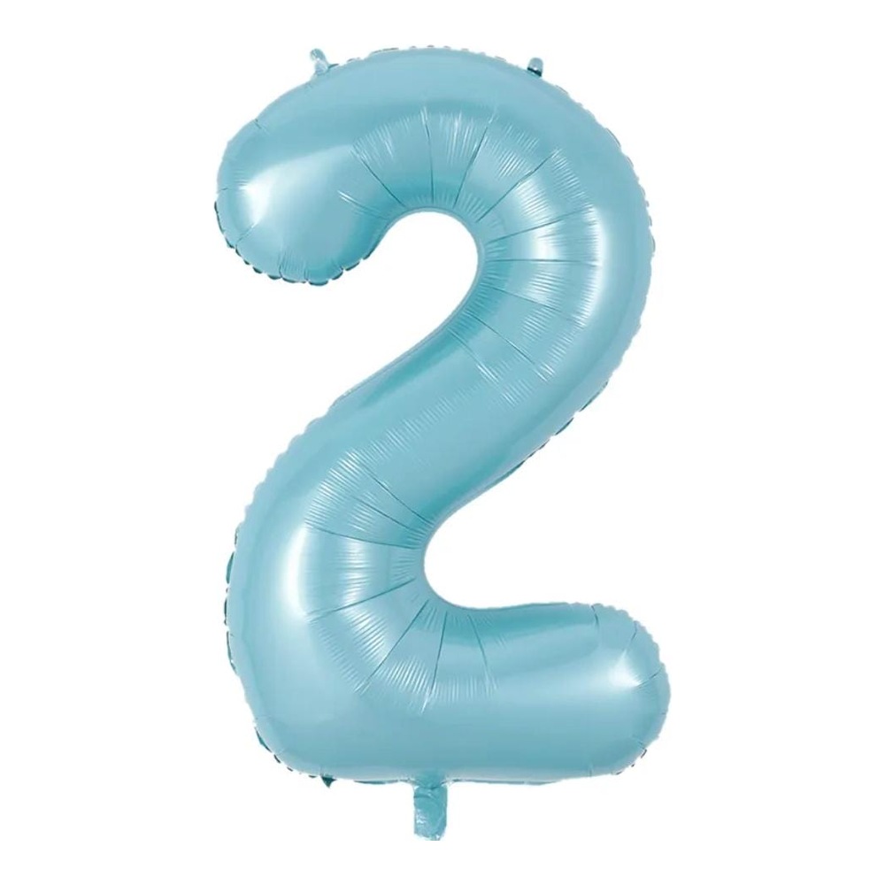 בלון מספר 2 בצבע תכלת פסטל גודל 34 אינץ