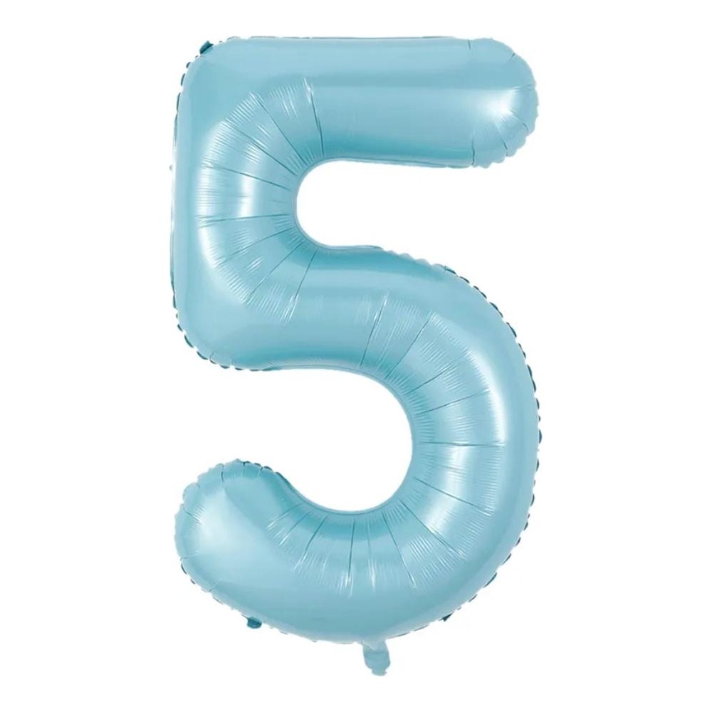 בלון מספר 5 בצבע תכלת פסטל גודל 34 אינץ