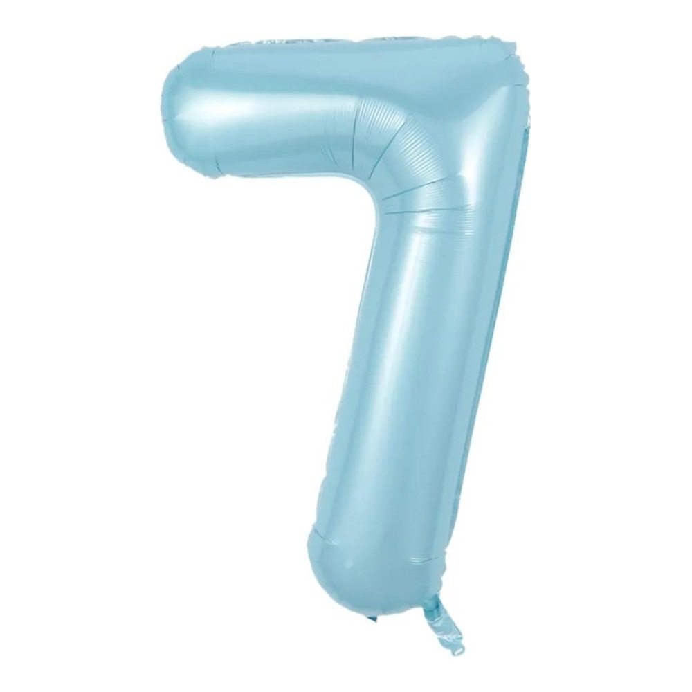 בלון מספר 7 בצבע תכלת פסטל גודל 34 אינץ