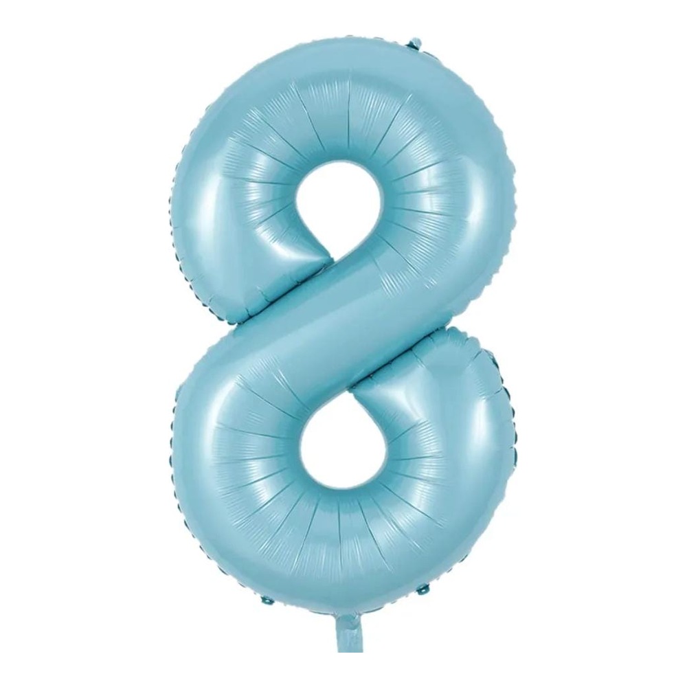 בלון מספר 8 בצבע תכלת פסטל גודל 34 אינץ