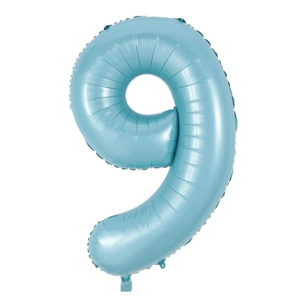 בלון מספר 9 בצבע תכלת פסטל גודל 34 אינץ
