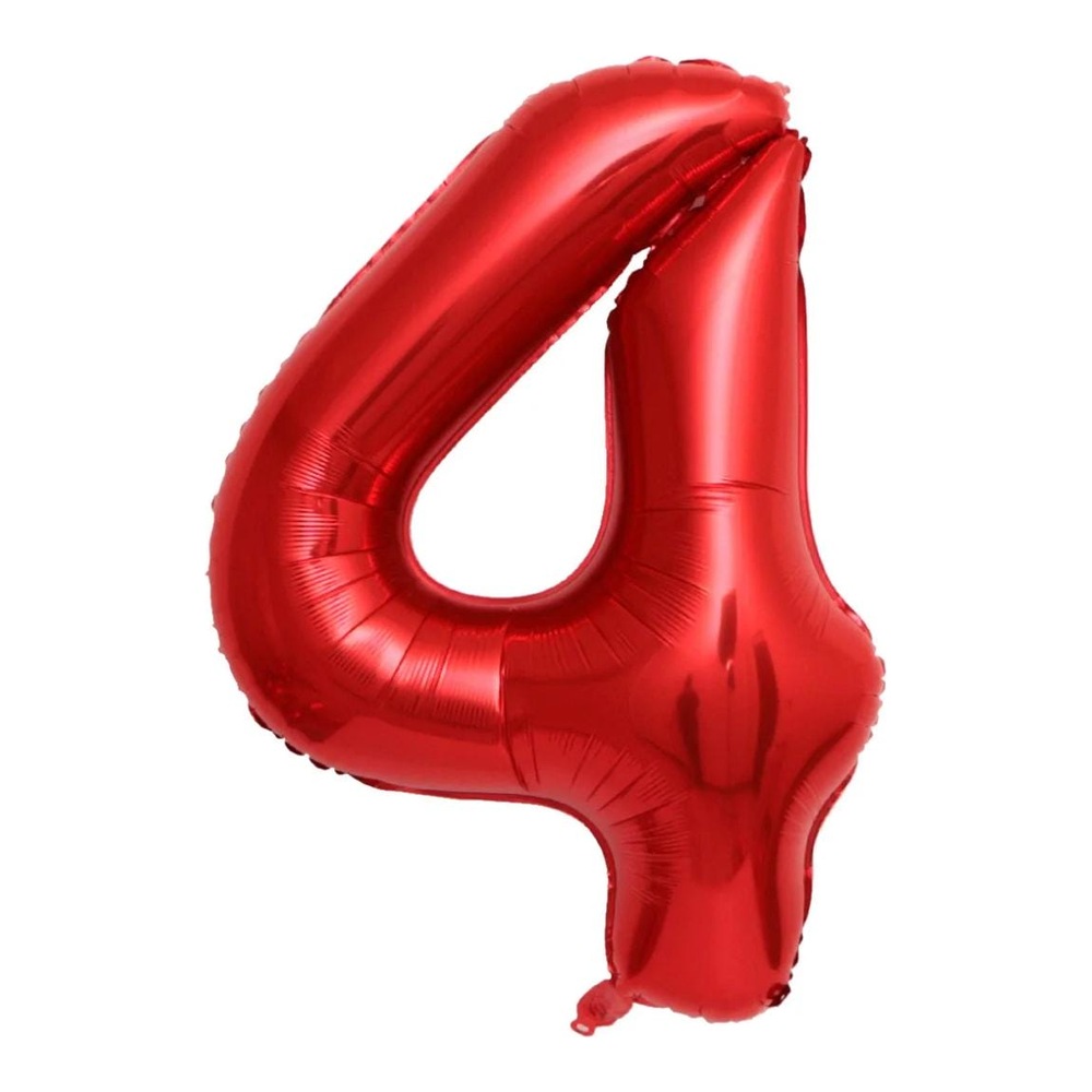 בלון מספר 4 בצבע אדום גודל 34 אינץ