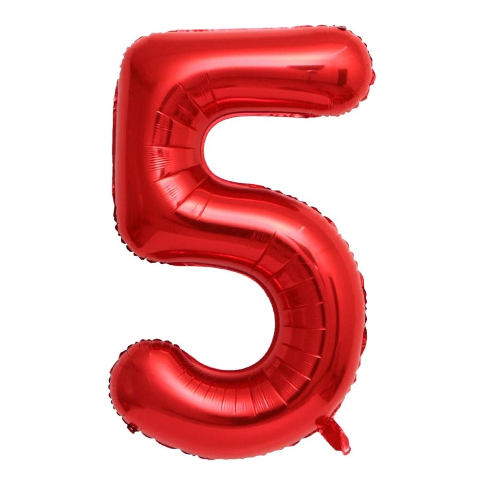 בלון מספר 5 בצבע אדום גודל 34 אינץ