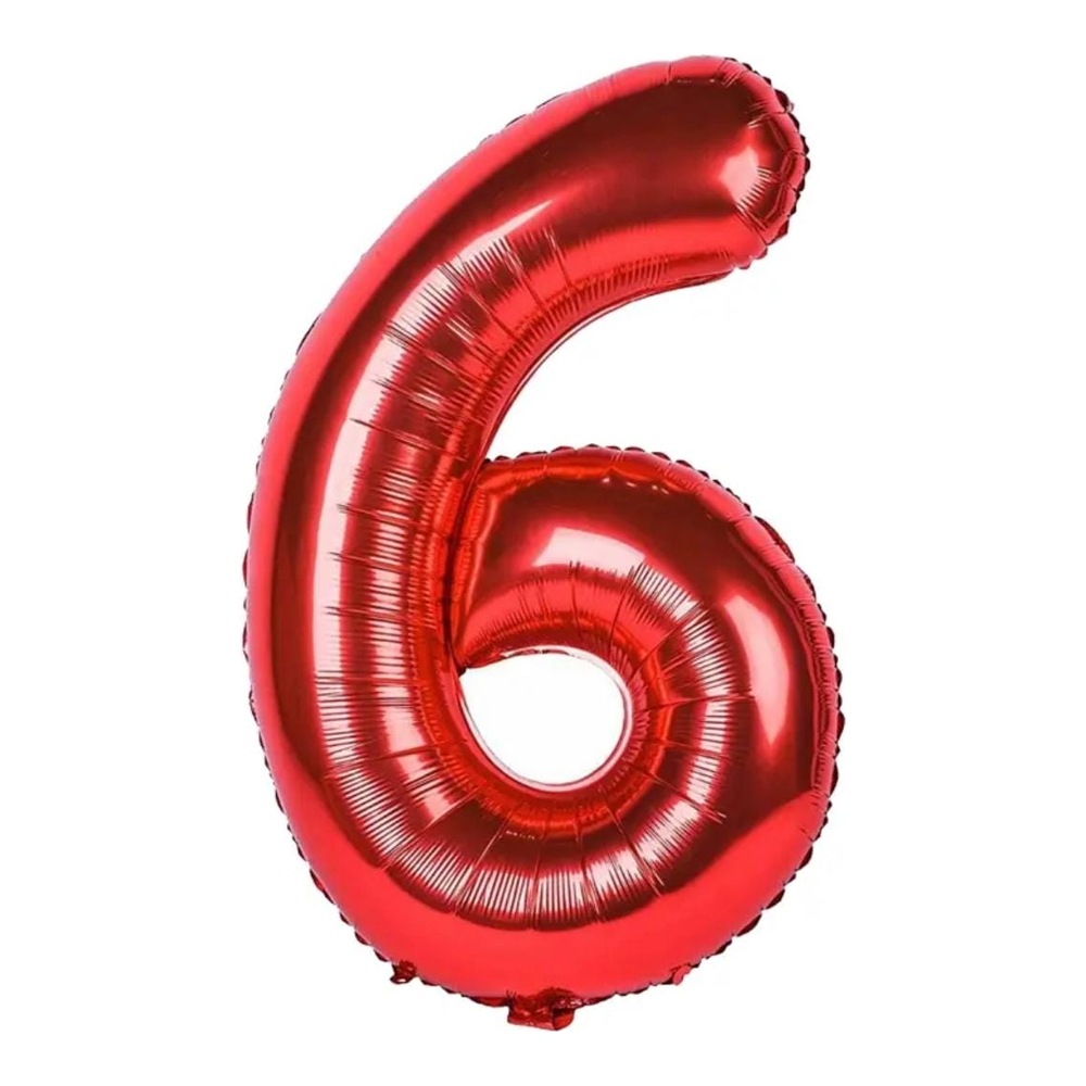 בלון מספר 6 בצבע אדום גודל 34 אינץ
