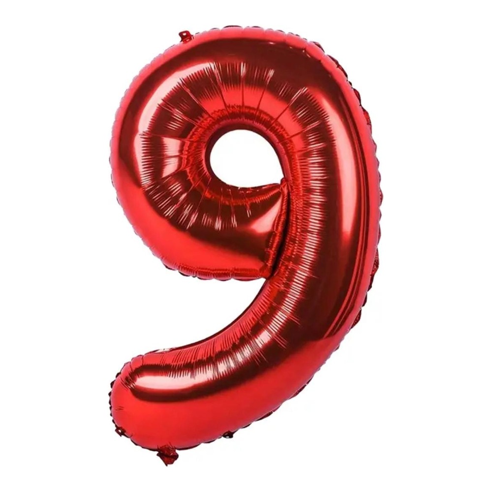 בלון מספר 9 בצבע אדום גודל 34 אינץ
