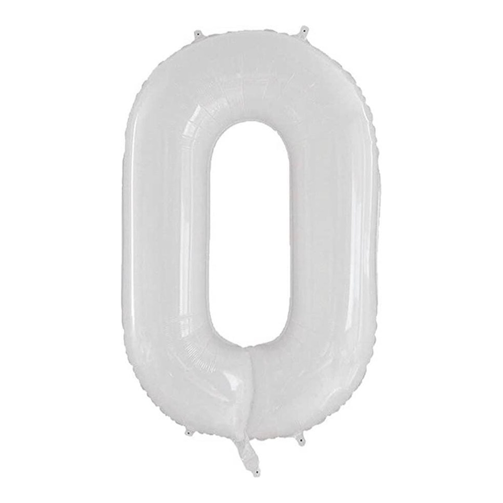 בלון מספר 0 בצבע לבן גודל 34 אינץ
