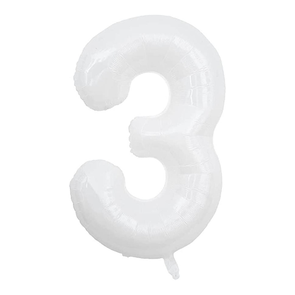בלון מספר 3 בצבע לבן גודל 34 אינץ