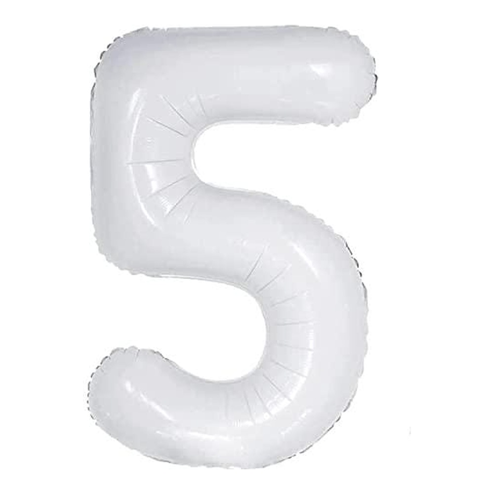 בלון מספר 5 בצבע לבן גודל 34 אינץ