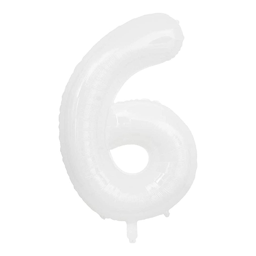 בלון מספר 6 בצבע לבן גודל 34 אינץ