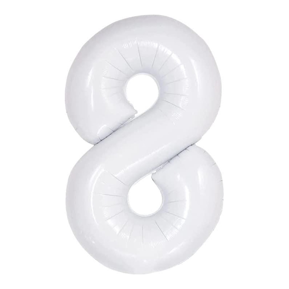 בלון מספר 8 בצבע לבן גודל 34 אינץ
