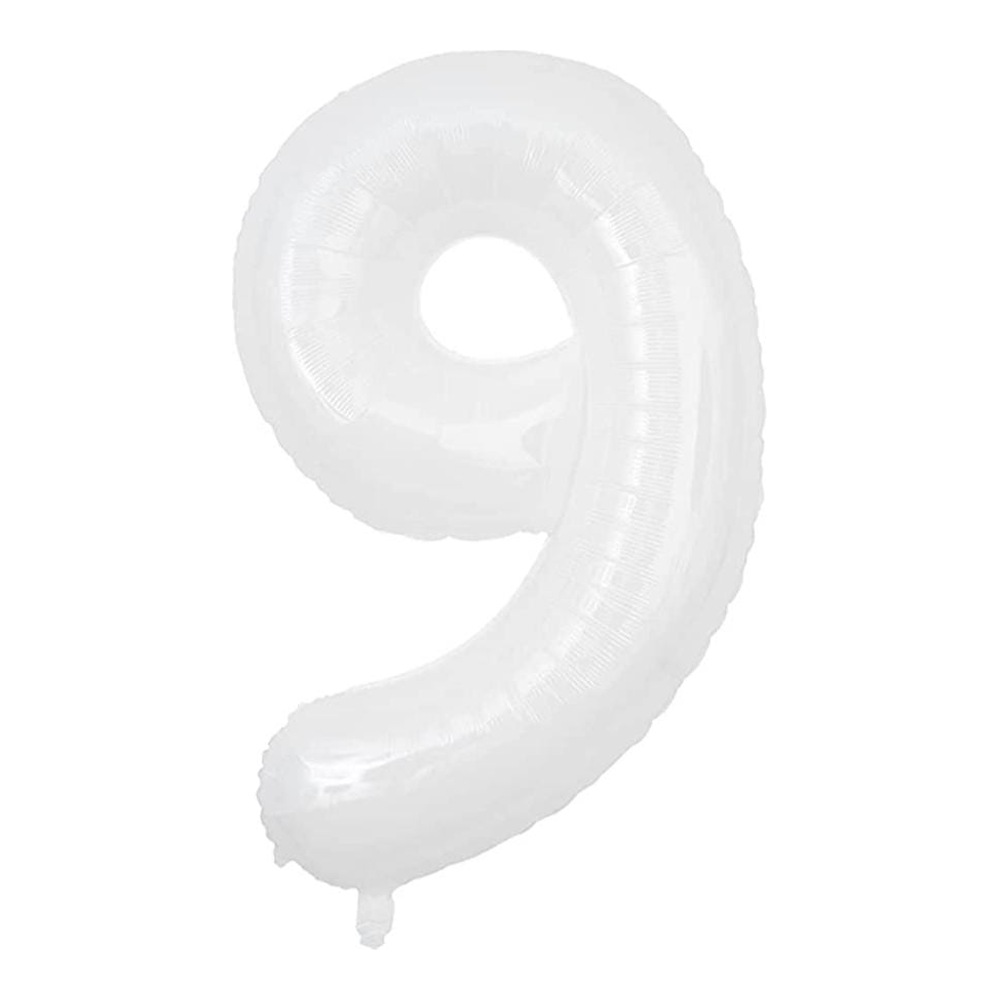 בלון מספר 9 בצבע לבן גודל 34 אינץ