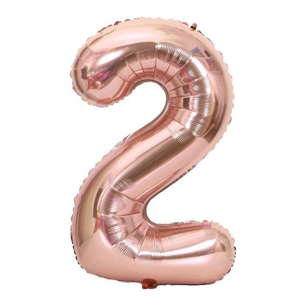 בלון מספר 2 בצבע רוז גולד גודל 34 אינץ