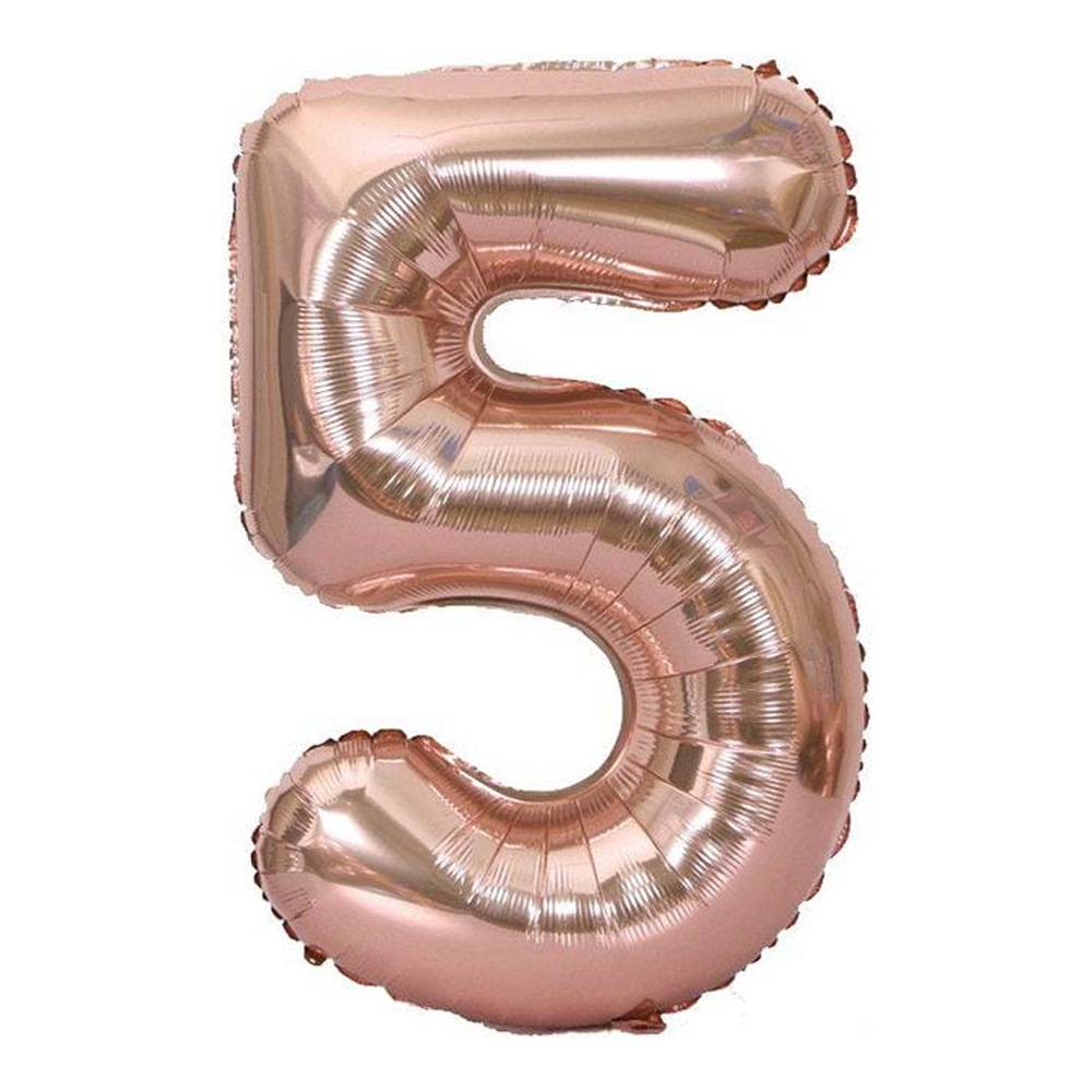 בלון מספר 5 בצבע רוז גולד גודל 34 אינץ