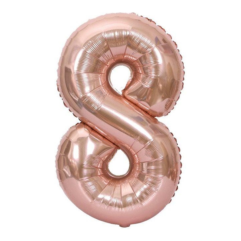 בלון מספר 8 בצבע רוז גולד גודל 34 אינץ