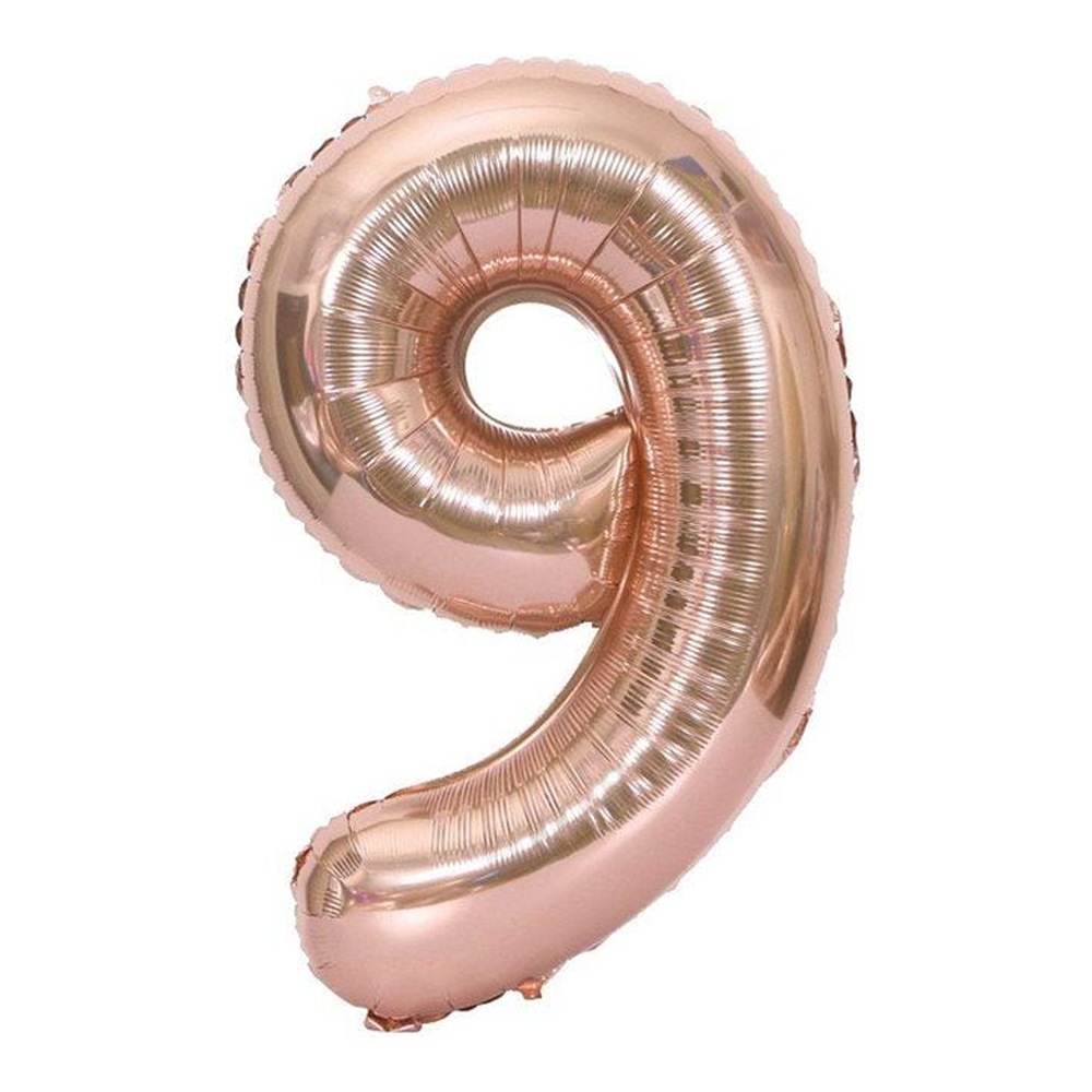 בלון מספר 9 בצבע רוז גולד גודל 34 אינץ