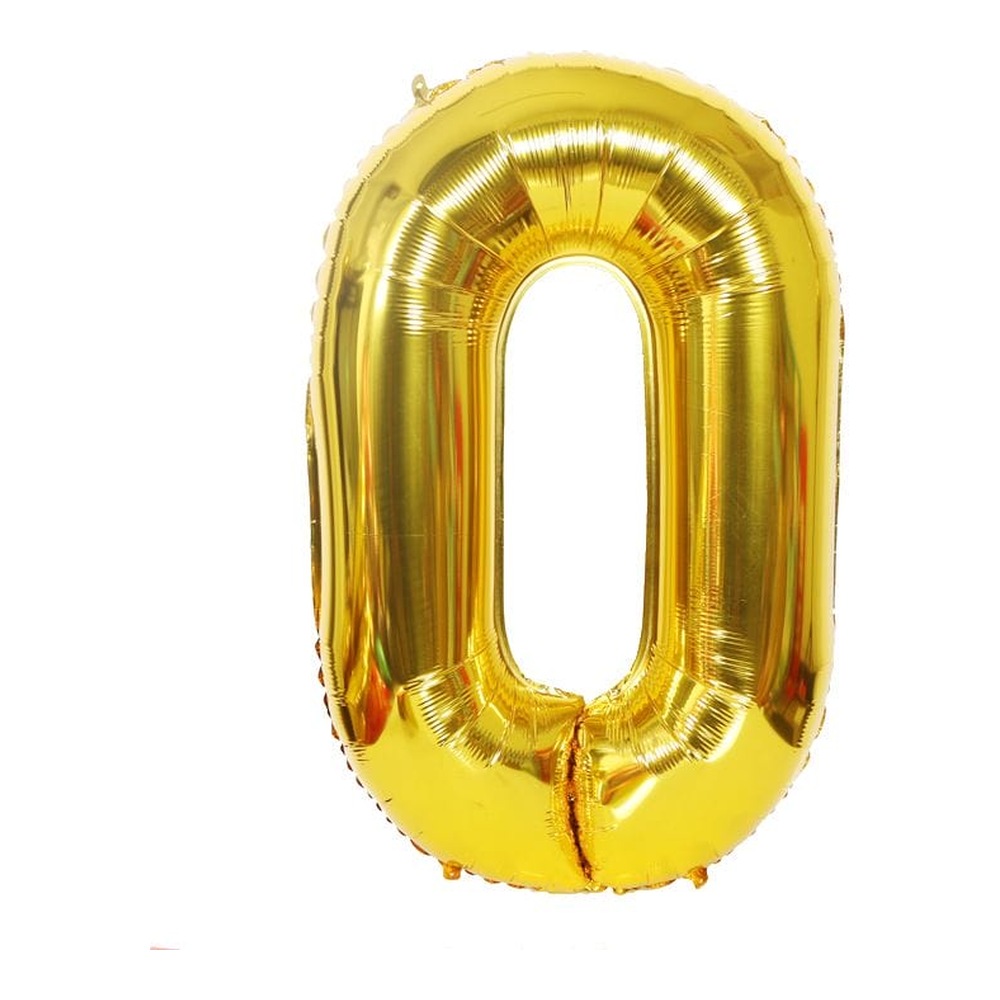 בלון מספר 0 בצבע זהב מטאלי גודל 34 אינץ
