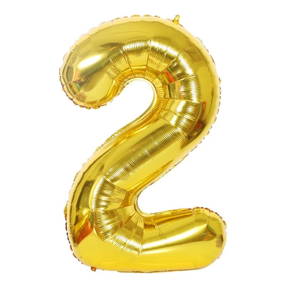 בלון מספר 2 בצבע זהב מטאלי גודל 34 אינץ