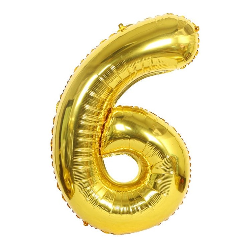 בלון מספר 6 בצבע זהב מטאלי גודל 34 אינץ