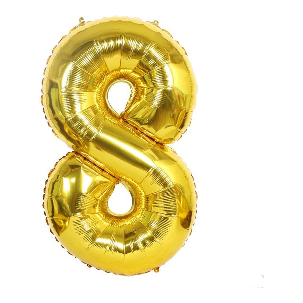 בלון מספר 8 בצבע זהב מטאלי גודל 34 אינץ