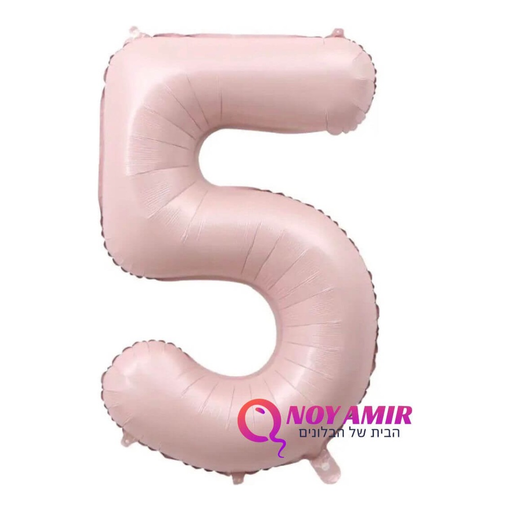 בלון מספר 5 ורוד בייבי מט גודל 34 אינץ