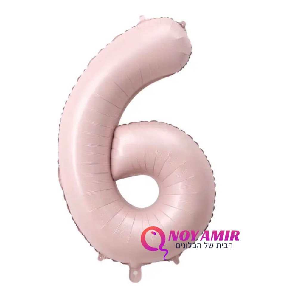 בלון מספר 6 ורוד בייבי מט גודל 34 אינץ