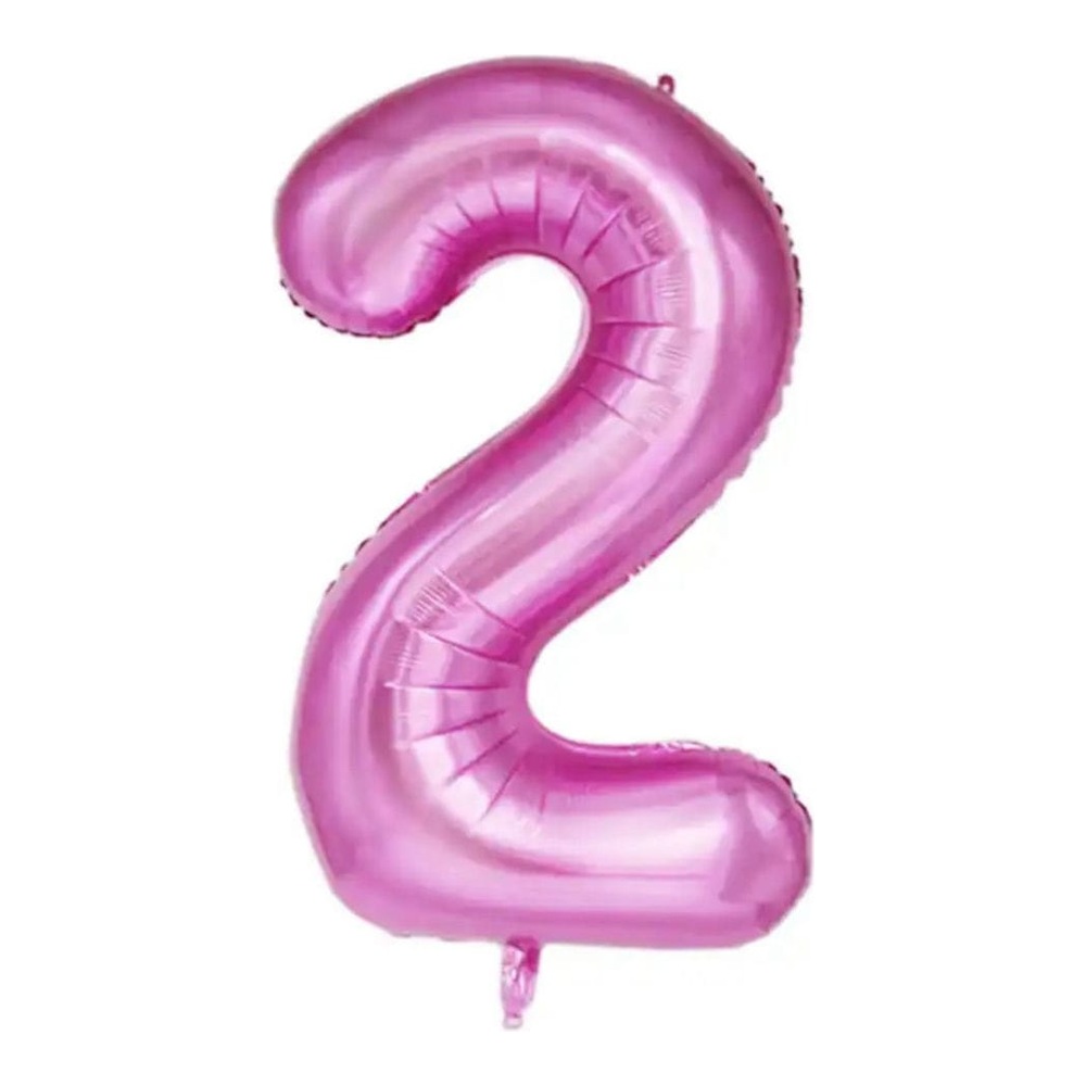 בלון מספר 2 בצבע ורוד מטאלי גודל 34 אינץ