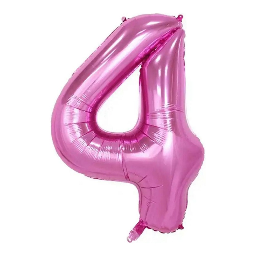 בלון מספר 4 בצבע ורוד מטאלי גודל 34 אינץ
