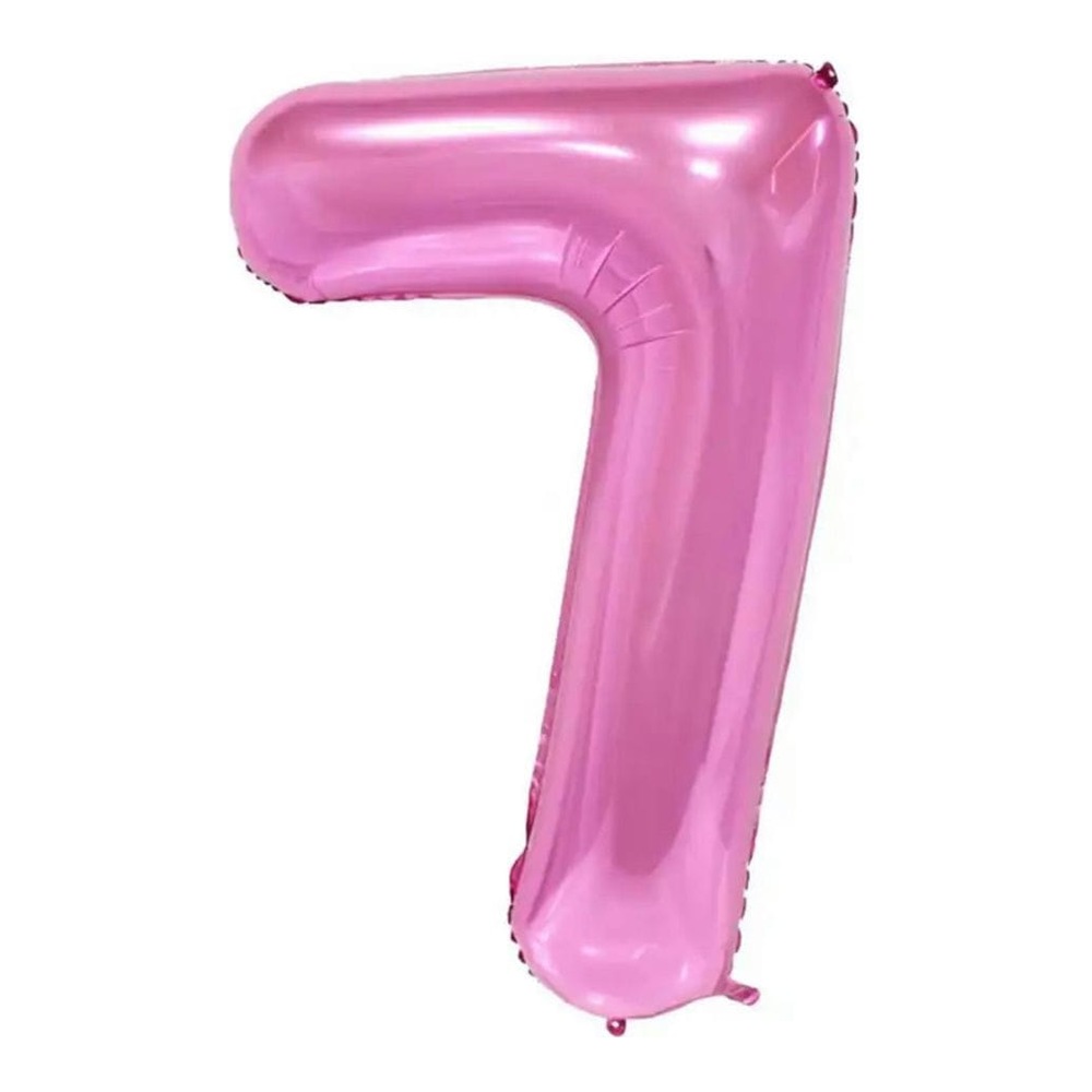 בלון מספר 7 בצבע ורוד מטאלי גודל 34 אינץ
