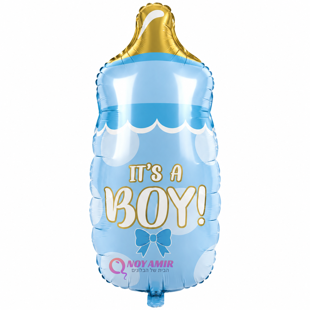 בלון מיילרבקבוק תינוק תכלת ומוזהב It's a Boy!