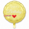 בלון מיילר עגול זהב "Happy Birthday" לב אדום