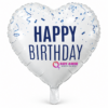 בלון מיילר לב לבן "Happy Birthday" כחול