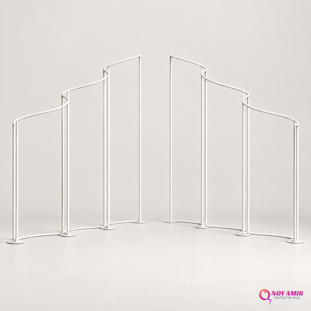 סטנד וילונות גלי מודולרי מברזל – שלד מתכוונן לעיצוב רקעים ושבילי חופה